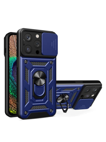 Hybrid Armor Camshield Bumper Handyhülle Hülle mit Ring kompatibel mit in Blau