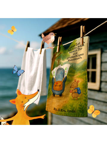 Handtuch Pinguin & Maus Wanderer Design mit Spruch in Weiß