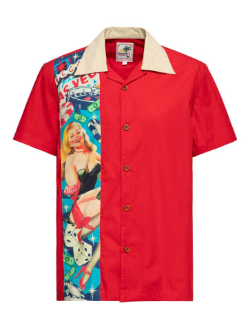 King Kerosin Panel Hemd Pin-Up Las Vegas in rot