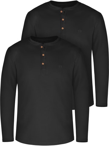 2er Set Herren Langarm Shirts aus Bio-Baumwolle Neuville in Schwarz