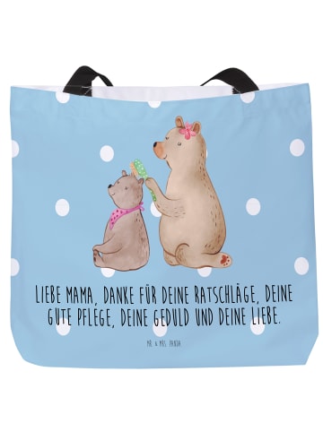 Damen Schultertasche Bär Kind mit Spruch in Blau Pastell