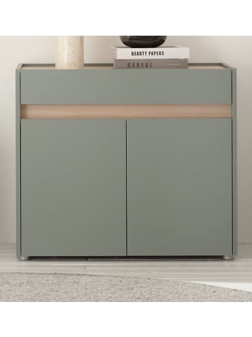 Schuhschrank Salbei grün, Eiche 80 cm, Flurkommode 2-türig