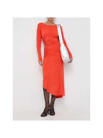 Orange Acetat Casual Kleid
