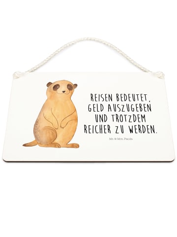 Holzschild Erdmännchen mit Spruch in Weiß