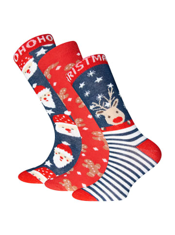 3er-Set Socken 3er Pack Weihnachten in tinte-rot
