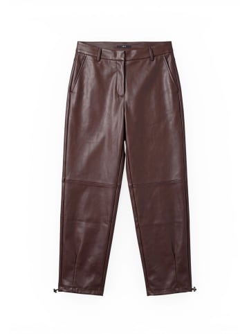 Kunstleder-Hose mit Reißverschluss in Black Coffee