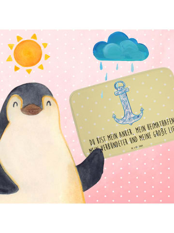 Badematte Anker Blau mit Spruch in Gelb Pastell