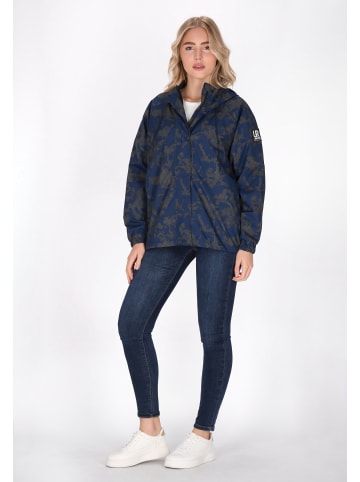 Damen Oversized Anorak in Dunkelgrau Marine Camouflage