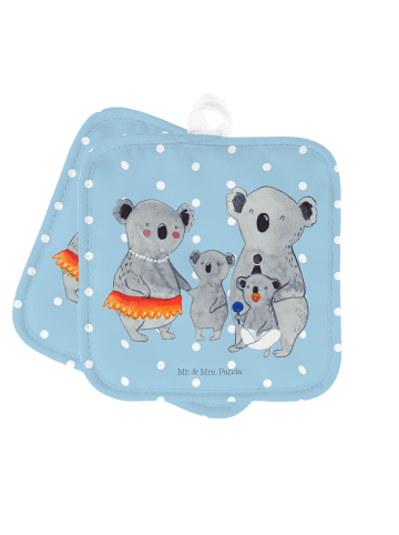 Topflappen Koala Familie ohne Spruch in Blau Pastell