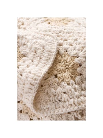 Plaid gehäkelt aus Baumwolle in creme