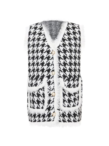 Damen Ärmellose Jacke in Wollweiss Schwarz