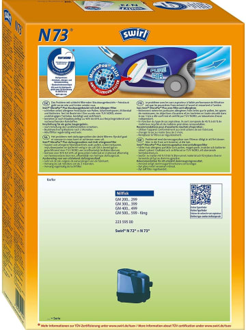 Swirl N73 MicroPor Plus Staubsaugerbeutel Nilfisk Staubsauger 4er Pack +1 Filter