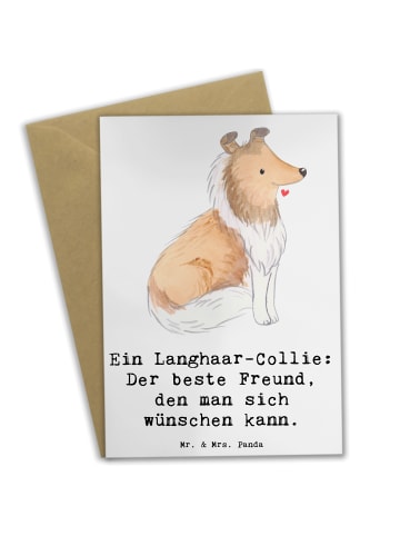 Grußkarte Langhaar Collie Freund mit Spruch in Weiß