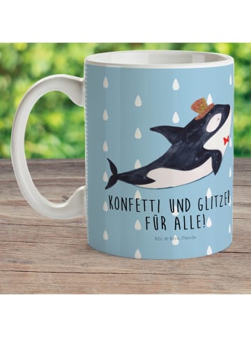 Tasse Orca Zylinder mit Spruch in Blau Pastell