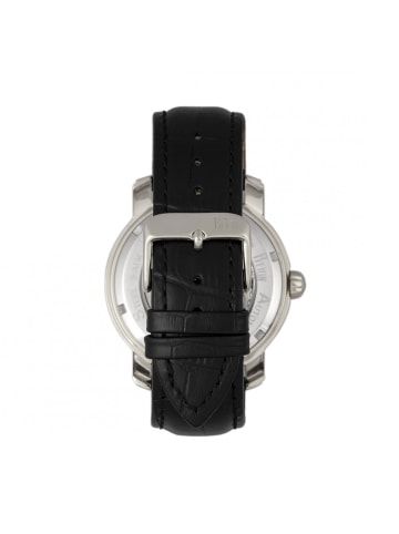 Kahn Automatikuhr mit Skelett-Lederarmband in Silver/Black