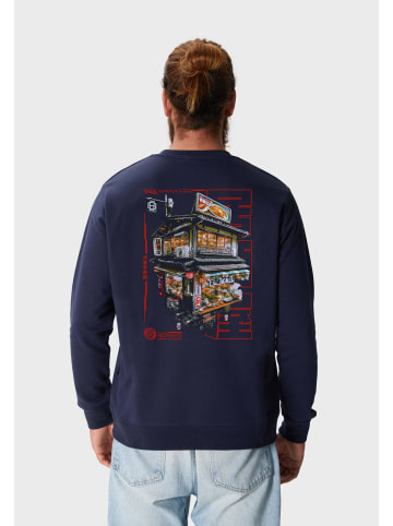 Sweatshirt Asian Neo Tokyo Floating Izakaya Graphic in Navy Blue