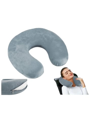 Trizand Reisekissen P7973 ergonomisch mit Plüschbezug Grau