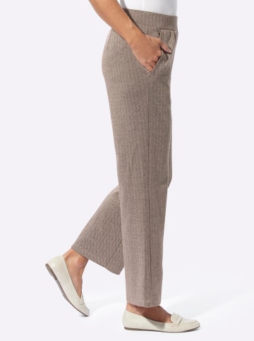 Jersey-Hose in beige-schoko-gemustert