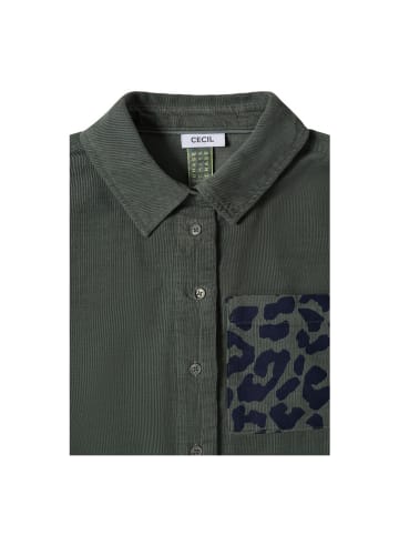 Langarmbluse in dried olive green