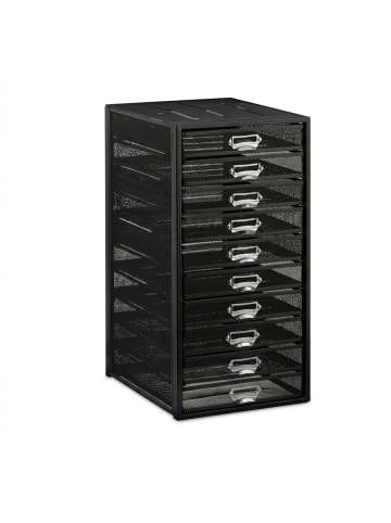 Schubladenbox 10 Fächer in Schwarz - (B)27,5 x (H)55 x (T)35,5 cm