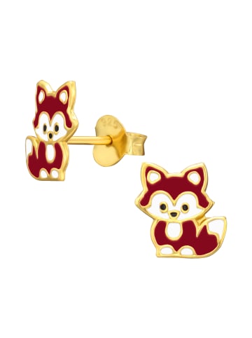 Ohrstecker in Gold, Rot, Weiß