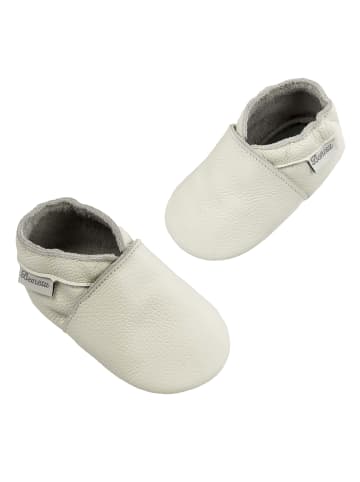  Krabbelschuhe aus Leder elastischer Einstieg ohne Schnürung Einfarbig Weiß