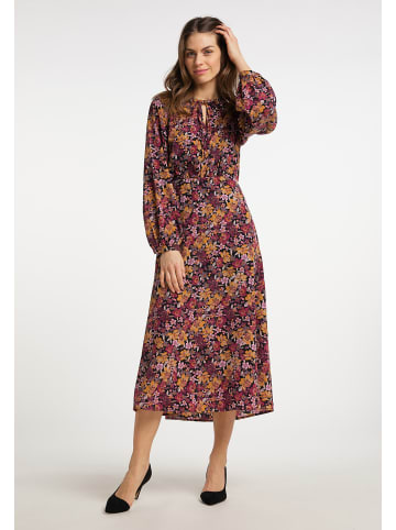 Damen Maxikleid Mit Blumenprint in Schwarz Mehrfarbig