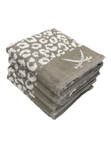 6-teilig, 100 % Baumwolle, Leo-Design in Taupe/Sand