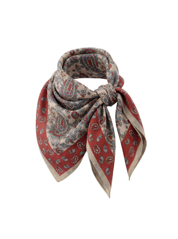 Women Feminine Scarf in Beige Red Multicolor