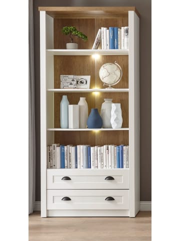 Regal weiß Pinie, Eiche hell Landhaus, Standregal 90 x 198 cm