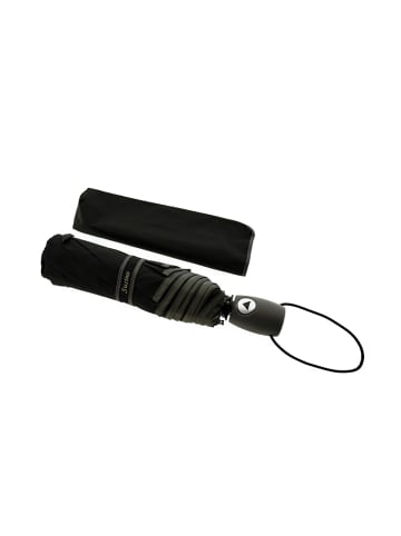 Teleskop Taschenschirm mit Schutzhülle ergonomischer Gummigriff in Grau