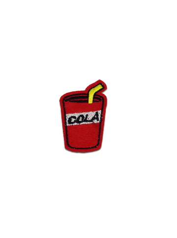 Getränk Cola Becher Mit StrohhalmApplikation Bügelbild inRot