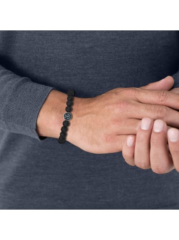 Armband Anker aus Edelstahl mit Lavastein in schwarz