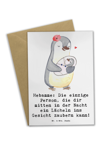 Grußkarte Hebamme Lächeln mit Spruch in Weiß