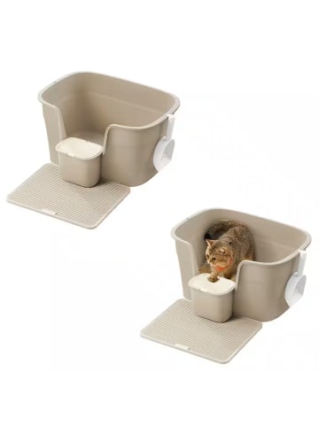 2er-Set: Katzentoilette in Cappuccinobeige - (B)76 x (H)33 x (T)64 cm