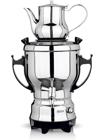 TEA-CLASSIC Samowar 3L Edelstahl Schwarz| mit 1 L Teekanne