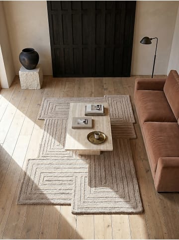Teppich Wolle Handgetuftet LEVEN Skandinavisch Zen Shaped Geometrisch in Natur