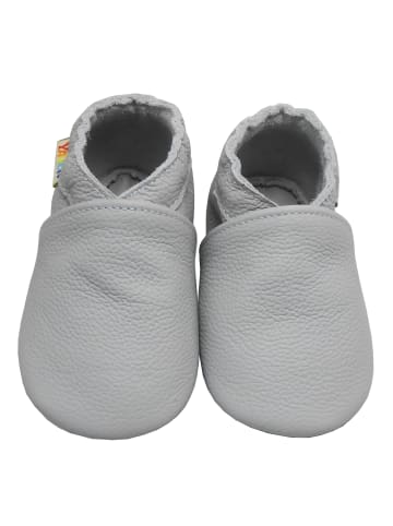Babyschuhe aus Leder mit rutschfester Sohle – Hellgrau
