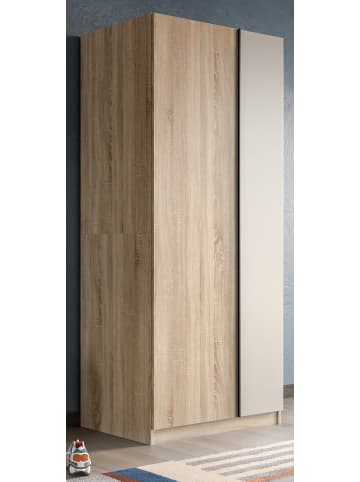 Kleiderschrank Eiche Sonoma, Kaschmir 2-türig 80 x 183 cm, Drehtürenschrank