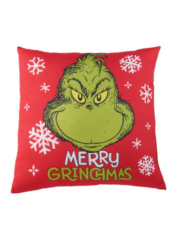 The Grinch Kissen - Merry Grinchmas Plüsch Zierkissen 40 x 40 cm in rot