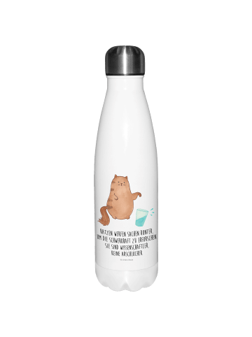 Trinkflasche Katze Wasserglas mit Spruch in Weiß