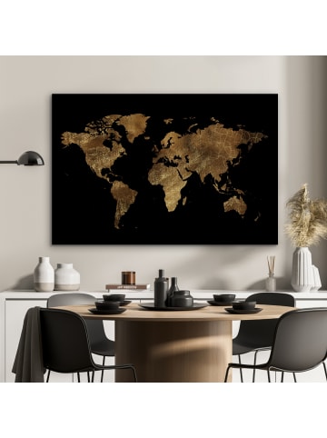 Metallbild Weltkarte gold schwarz