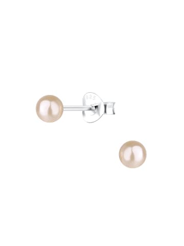 Ohrringe, Ohrstecker PERLE 4 mm peach in 925 Sterling Silber, 2-tlg.