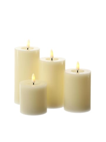 4x LED Kerzen ELIA Echtwachs Stumpenkerzen in creme