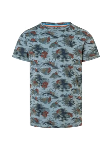 Blumiges T-Shirt mit Rundhalsausschnitt und normalem Schnitt in Blau
