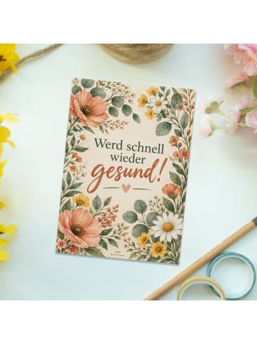 Postkarte Blume liebevoll Design mit Spruch in Weiß