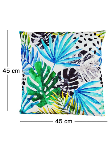 2er Set Motiv Outdoor Kissenhülle Kissenbezug 45x45cm in Dschungelblätter