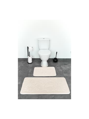 Premium 2 teiliges Bademattenset Waschbar in Creme-Blume