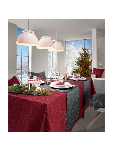 Jacquard, Baumwollmischung Tischdecke Oberhausen in rubin