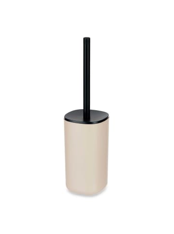 WC-Bürste in einem Kunststoffbehälter mit Deckel in Beige, 9,6 x 35 cm